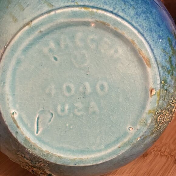 vintage haegar tulip top vase blue mottled 4040 signed usa decor collectors - Picture 5 of 8